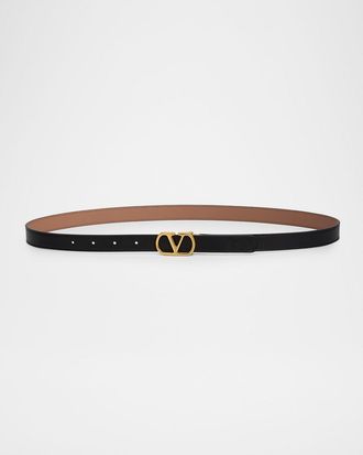 Valentino Garavani VLogo Signature Reversible Shiny Calfskin Belt 20MM