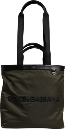 Dolce & Gabbana Military Green Nylon Shoulder Strap Tote Mens Bag
