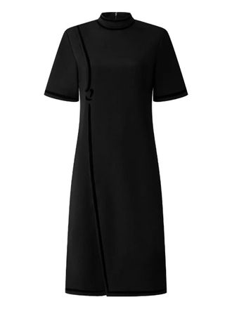 Shanghai Tang velvet-trimmed silk dress - Black
