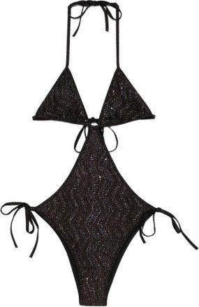Missoni One-piece, female, Brown, Size: M Zigzag Mesh One-Piece with Sequins