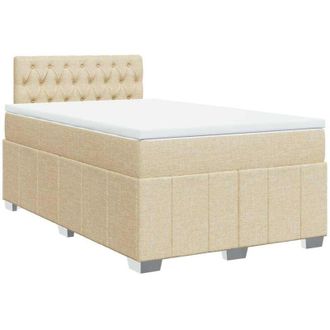 vidaXL Cama Box Spring Con Colch&oacute;n Tela Color Crema 120x200 Cm Vidaxl