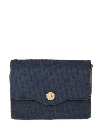 Dior 1980s Oblique shoulder bag - women - Canvas/Leather/Leather - One Size - Blue