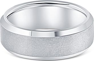 Pompeii3 Titanium Mens Comfort Fit Brushed Beveled Polished Edge Wedding Band 7MM