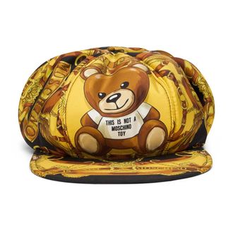 Moschino Hat with visor with print - female - Moschino - Accessories - Yellow - ONE SIZE - Accessories