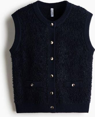 H&M Boucl&eacute;-knit Waistcoat in Navy Blue at Nordstrom, Size Xx-Large
