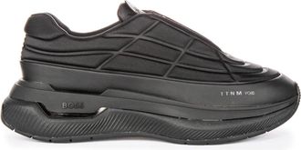 HUGO BOSS Sneakers, male, Black, 12 UK, Quilted Runner in Black for Men