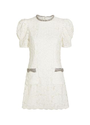 Rebecca Vallance Dillon Crystal and Sequin-embellished Lace Mini Dress - Ivory - 12 (UK12 / M)