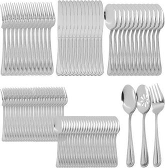 Gibson Home 87 Piece Stainless Steel Flatware and Serving Utensil Set in Silver at Nordstrom