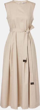 Max Mara Abito midi Amina in cotone a pieghe