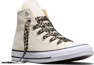 Converse Chuck Taylor All Star Leopard High Top Sneaker in Natural Ivory/white/black at Nordstrom, Size 4.5