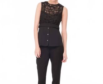 Veronica Beard Pre-Loved Playa Combo Sleeveless Top In Black