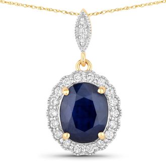 Diana M. Jewels Blue Sapphire Oval 10x8mm - 1Pc + White Diamond F/C Round 1.50mm( I1-I2/I color ) - 19Pcs + White Diamond F/C Round 1.10mm( I1-I2/I color ) - 2Pcs ( J