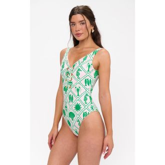 Show me your Mumu Kauai One Piece in Coastal Collage at Nordstrom, Size X-Small