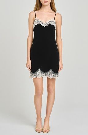 Wayf Isabelle Lace Trim Slip Dress in Black at Nordstrom, Size X-Small