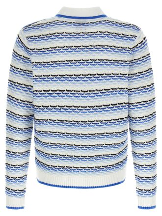 Casablanca Tuck Stitch Knit Polo Shirt - Blue