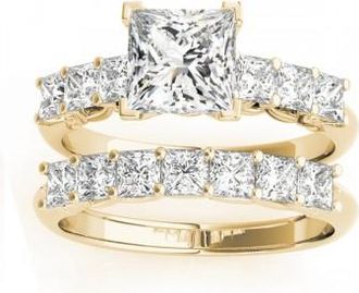 Allurez Diamond Princess cut Bridal Set Ring 14k Yellow Gold (1.30ct)