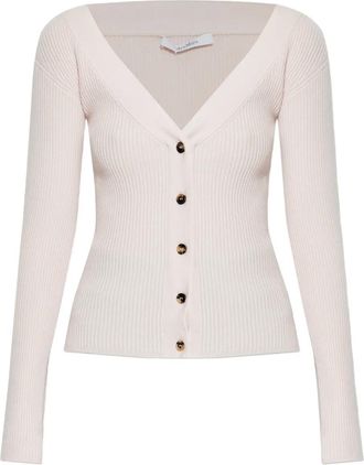 Max Mara V-neck cardigan - women - Wool/Cashmere/Polyamide/Elastane - S - Neutrals