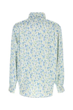 Loewe Mens Printed Satin Shirt Whiteblue Exterior: Viscose Camicie