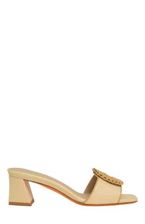 Santoni Womens raffia mid-heel sandal in Natural at Nordstrom, Size 9.5