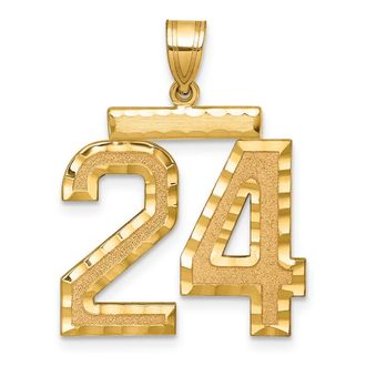 Diamond2Deal 14k Yellow Gold Large Brushed Diamond-cut Number Charm Pendant