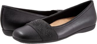 Trotters Womens Trotters Samantha Ballet Flat Black Square Toe Slip On Shoes RHS6153