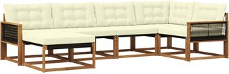 vidaXL Conjunto De Sof&aacute;s De Exterior 6 Uds. Natural Y Crema Vidaxl