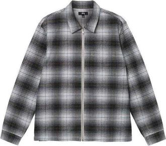 St&uuml;ssy Paul Shadow Plaid Zip Shirt Black White 1110238