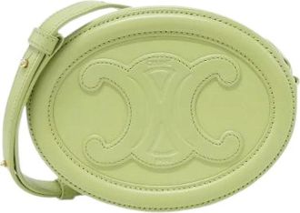 Celine Pre-owned Cross Body Oval Purse Calf Shoulder Bag - Dames - Vintage Schoudertas - Groen - ONE Size - Leer - Vintage