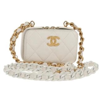 Chanel Pre-owned Cross Body Bags, female, White, Size: ONE SIZE Pre-owned Vintage Leather Cross Body Bag
