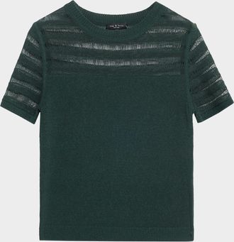 Rag & Bone Britt Lattice-Knit Short-Sleeve Sweater