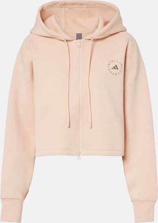adidas by Stella McCartney Cropped cotton-blend hoodie