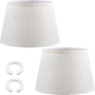 OEM 2 Pantallas De Tela Con Anillo Adaptador E27 A E14-22 X 20 X 30 Cm, Apliques De Pared, Luces Nocturnas Y L&aacute;mparas De Pie, Beige