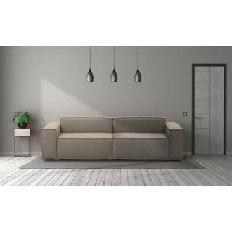 Talamo Italia Talamo Italia - Divano fisso 3 posti Argo, Divano componibile lineare, Sofà moderno da soggiorno in tessuto, 100% Made in Italy, Cm 260x95h70, Tortora
