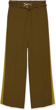 Fiorella Rubino Broek met wijde pijpen in twee tinten - Dames - Wijde Broeken - Groen - XL - Polyester - Broeken