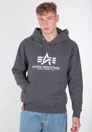 Alpha Industries Hoodie ALPHA INDUSTRIES Basic Hoodie BL, Herren, Gr. XS, grau (charcoal heather, wei&szlig;), Obermaterial: 80% Baumwolle, 20% Polyester, regular fit, Sweat