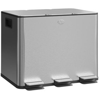HOMCOM Cubo de basura 49.6x34.5x38.6 cm plata