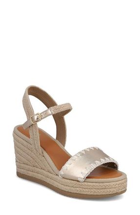 Mia Becky Ankle Strap Espadrille Platform Wedge Sandal in Natural/Gold at Nordstrom, Size 7.5