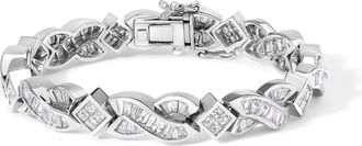 House of Brilliance 14K White Gold 8 1/5 Cttw Diamond Geometric Link Twist Tennis Bracelet