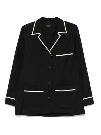 Brioni piped-trim pocket shirt - Black