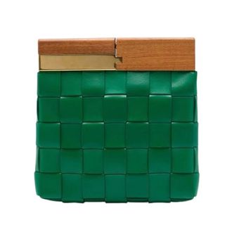 Bottega Veneta Pre-owned Snap Clutch - Dames - Pre-owned - Groen - Maat: ONE Size Leer