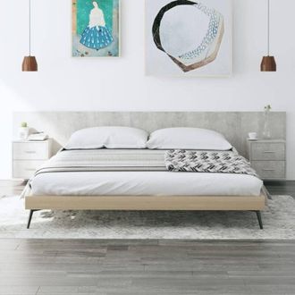vidaXL Vidaxl - Testiera Letto con Armadietti Legno Multistrato Grigio Cemento