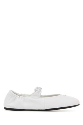 Miu Miu White Leather Ballet Flats