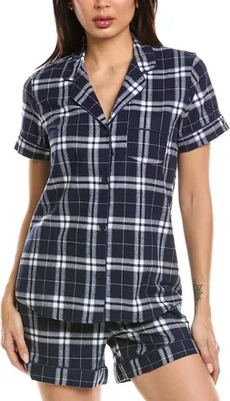 Petite Plume 2Pc Brushed Twill Short Sleeve Short Set