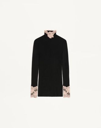 Valentino Maglia In Cashmere Donna NERO/ROSE DUST S