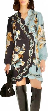 Farm Rio Snake Garden Mix Wrap Wavy Mini Dress In Multi