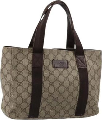 Gucci Pre-owned Tote Bags, female, Beige, Size: ONE SIZE Pre-owned Vintage GG Canvas Hand Bag
