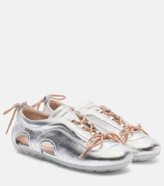 Simone Rocha Cutout metallic leather sneakers