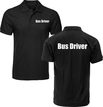 Generic Bus Driver Olympic Polo Shirt, Left Chest and Back Printed Office/School Bus Drivers Uniform Workwear Unisex Adults Polo Top (Black, S, s)