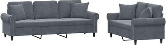 vidaXL Juego de sofás con cojines 2 piezas terciopelo gris oscuro vidaXL