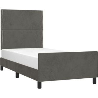 vidaXL Estructura De Cama Sin Colch&oacute;n Terciopelo Gris Oscuro 90x200 Cm Vidaxl